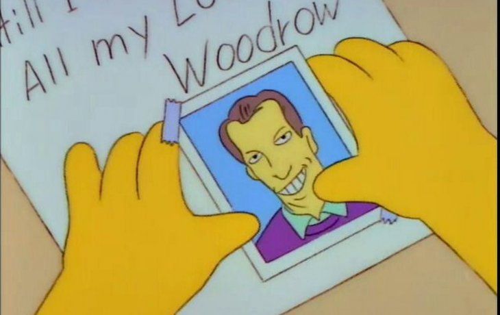 El nombre de&nbsp;Woodrow Wilson fue parte de un capítulo de Los Simpson.