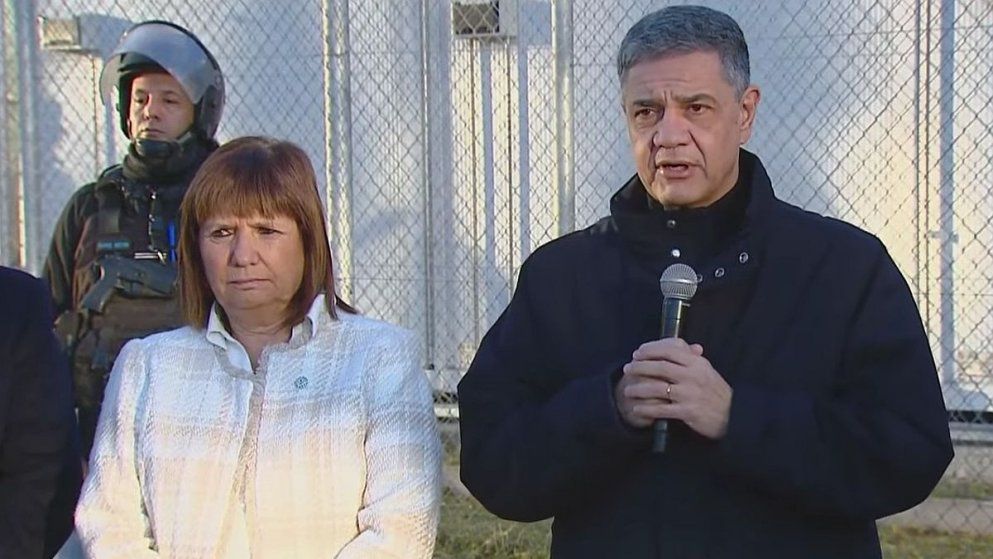 Patricia Bullrich y Jorge Macri al anunciar nuevas medidas de seguridad. 