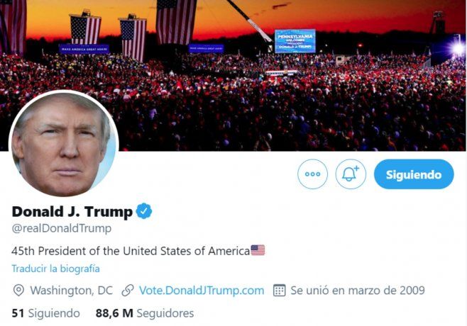 Twitter eliminó la cuenta de Trump tras el asalto al Capitolio.