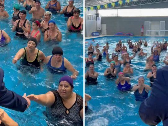 Alberto Fernández en una clase de aquagym&nbsp;