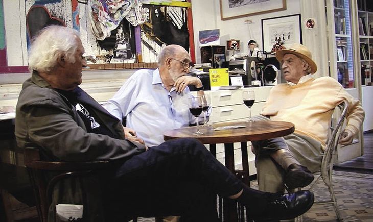 tres a la deriva. Pino Solanas, Luis Felipe Noé y Tato Pavlovsky en la película que ahora verá Cannes.