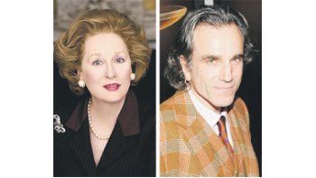 Meryl Streep caracterizada como Margareth Thatcher para «La dama de hierro». Al lado, Daniel Day Lewis, quien hará de Abraham Lincoln, dirigido por Steven Spielberg.