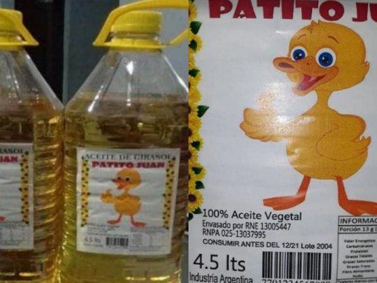 ANMAT&nbsp;prohibió la comercialización del aceite de girasol Patito Juan
