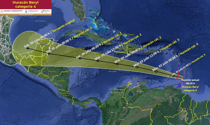 La Trayectoria Del Huracán Beryl Qué Día Tocará Tierra En México Y Qué Estados Afectará 5036