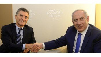 El presidente, Mauricio Macri junto con el primer ministro de Israel, Benjamin Netanyahu.