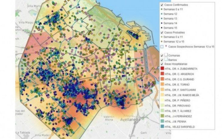 El mapa del dengue en la Ciudad en abril 2020.