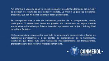 Conmebol tildó de inaceptables las declaraciones de Messi