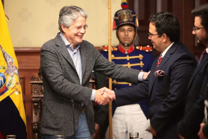 E presidente de Ecuador, Guillermo Lasso, y el nuevo ministro de Energía, Xavier Grunauer.