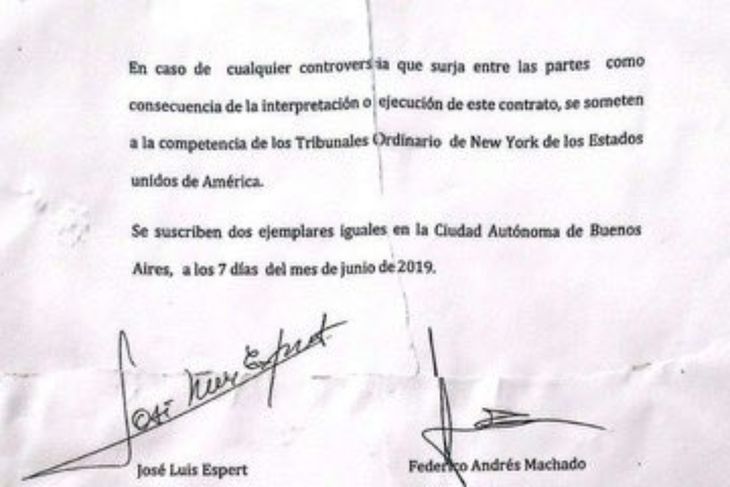 Este miércoles, se encontró un contrato millonario entre Machado y Espert. Este miércoles, se encontró un contrato millonario entre Machado y Espert.