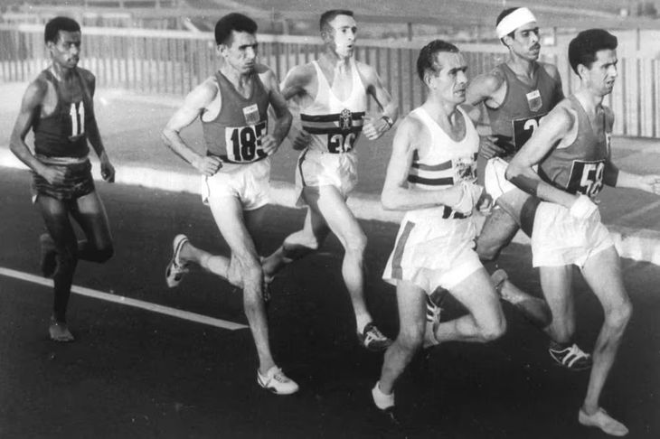 Abebe Bikila, at the 1960 Rome Olympics Abebe Bikila, at the 1960 Rome Olympics