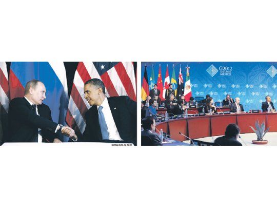 Los presidentes de Rusia, Vladimir Putin, y de EE.UU., Barack Obama, se saludaron ayer para la foto en el inicio de las deliberaciones del G-20. Ambos compartieron luego la ubicación en cercanía de Cristina de Kirchner y Dilma Rousseff.