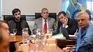 Ignacio Torres during the meeting with the Chubut unions. 