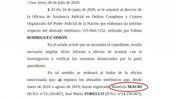 La jueza Servini pide el entrecruzamiento de los llamados entre Mauricio Macri y los miembros de la mesa judicial M, y empresarios para investigar la persecución del Grupo Indalo.