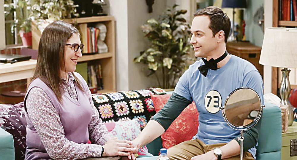 The Big Bang Theory. Amy and Sheldon, the nerdiest leading couple on American television, in a scene from the final season of the series. The Big Bang Theory. Amy and Sheldon, the nerdiest leading couple on American television, in a scene from the final season of the series.