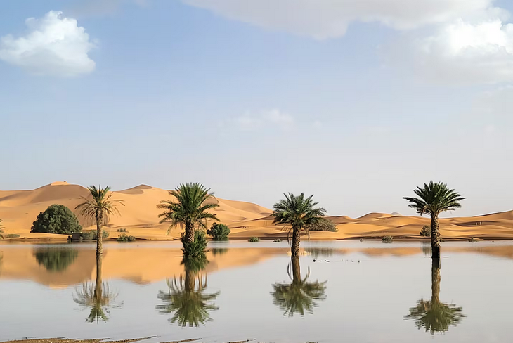 The rains also filled lakes that are normally dry, such as those in Iriqui National Park. Although this phenomenon is notable, it is considered anecdotal, and meteorologists warn that the Sahara will remain a desert. Photo: AP