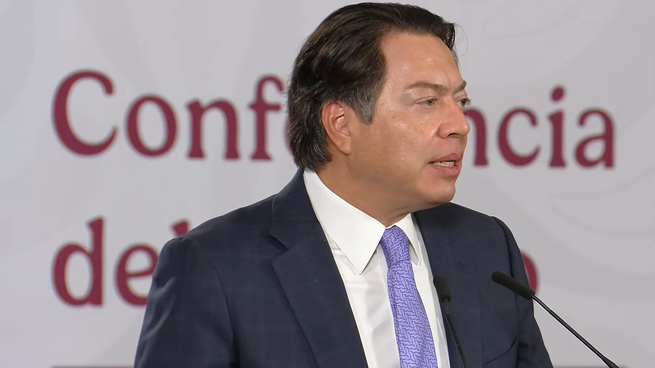 Mario Delgado, titular de la SEP, en la Mañanera del Pueblo.