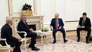 Alberto Fernández durante su encuentro con Putin.&nbsp;