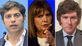 Axel Kicillof, Patricia Bullrich y Javier Milei.&nbsp;