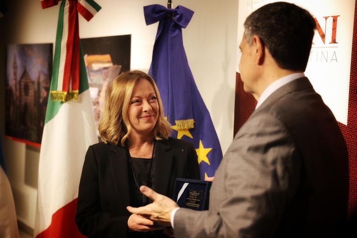 The Prime Minister of Italy, Georgia Meloni, and the head of the Buenos Aires Government, Jorge Macri. The Prime Minister of Italy, Georgia Meloni, and the head of the Buenos Aires Government, Jorge Macri.