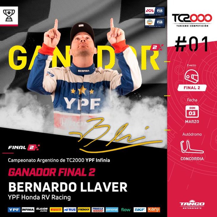 The Mendoza native >Bernardo Llaver had a dream weekend in Concordia: pole on Saturday and winner of the second race today. The man from Mendoza>Bernardo Llaver had a dream weekend in Concordia: pole on Saturday and winner of the second race today.