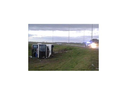 El accidente se registró a la altura de la ciudad bonaerense de Brandsen. IMagen gentileza C5N.