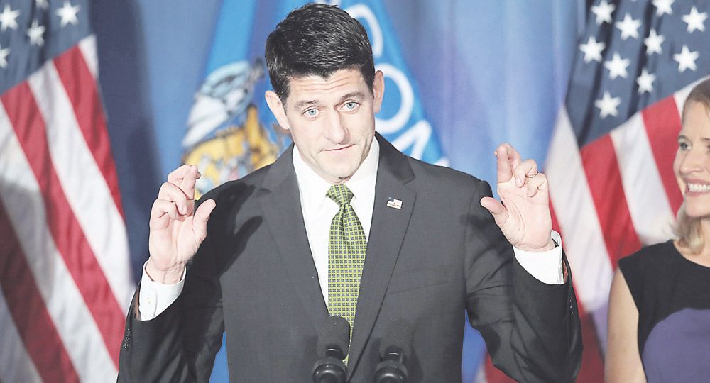 REELECTO. El líder republicano Paul Ryan renovó su banca y espera mantenerse como jefe de la Cámara de Representantes. Si bien ayer fue conciliador con Donald Trump, se espera que sea un contrapeso del magnate.