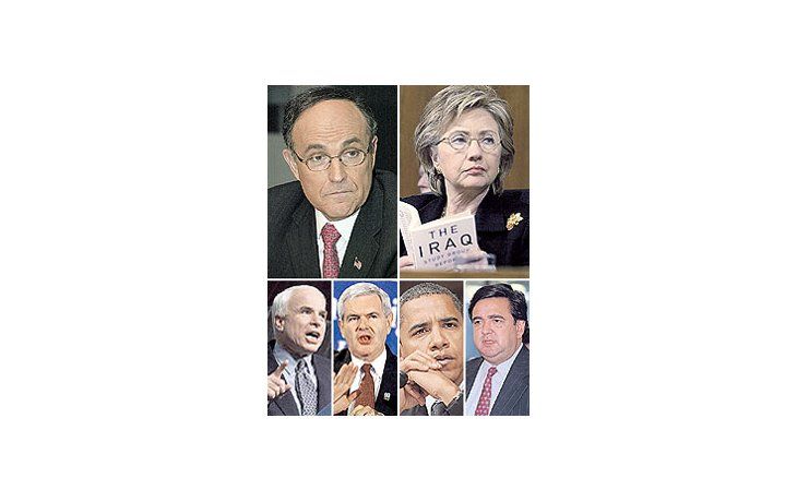 ámbito.com | El ex alcalde de N.Y. Rudolph Giulianies el favorito entre los precandidatos presidencialesrepublicanos (arriba-izquierda). Enfrentaráal senador John McCain (abajo-izquierda)y al conservador duro Newt Gingrich (abajocentro). Hillary Clinton es l
