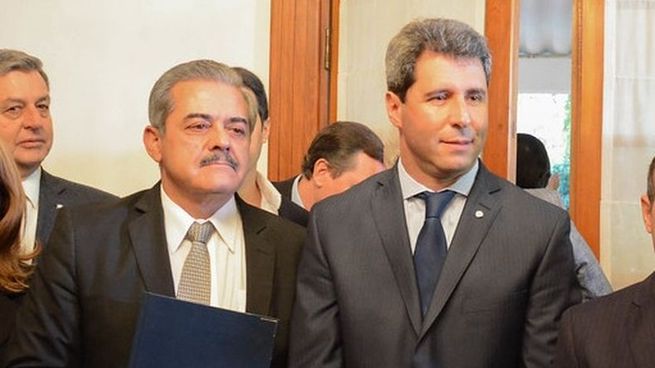 El gobernador Sergio Uñac junto al fiscal de Estado Jorge Alvo.