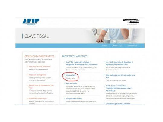 Los contribuyentes podrán acceder a esa información ingresando con su clave fiscal, lo que garantiza la privacidad de los datos, al link Nuestra Parte, dentro de la página de la AFIP.
