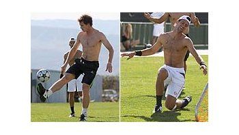 Andy Murray y Novak Djokovic se divirtieron a puro fútbol en la previa de Indian Wells.