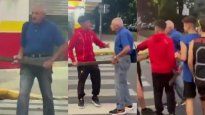 Los jóvenes lograron reducir al hombre que portaba su palo