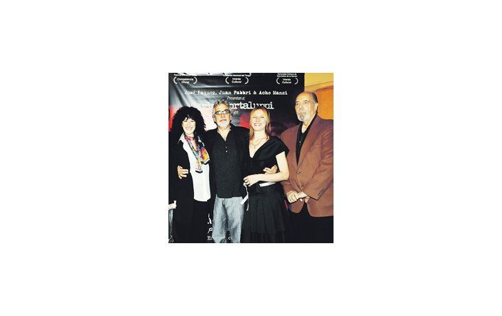 Julia Zenco, Eduardo Spagnuolo, la directora musical Érica Di Salvo y Acho Manzi, hijo del gran letrista, en la avant-première.