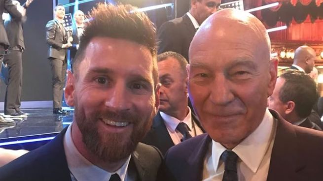 La divertida anécdota del encuentro de Patrick Stewart con Lionel Messi en 2017.