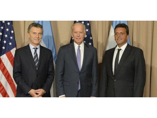 Massa, a la par del Presidente Macri y el vicepresidente Biden.