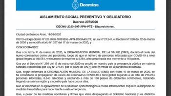 coronavirus: este el decreto que declara la cuarentena total