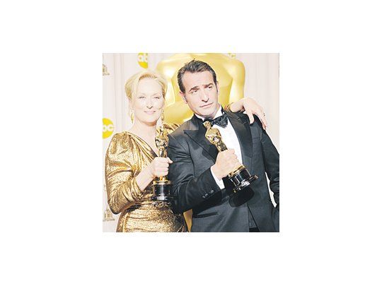 Los Mejores Actores para Hollywood anteanoche: Meryl Streep, por «La dama de hierro», y Jean Dujardin, por «El artista».