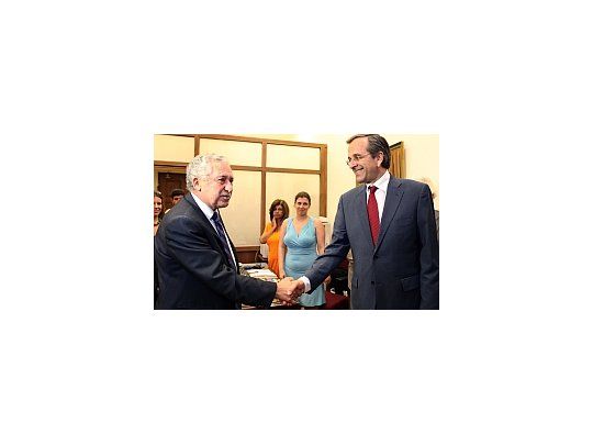 El conservador Antonis Samaras y Fotis Kouvelis, de la Izquierda Democrática.