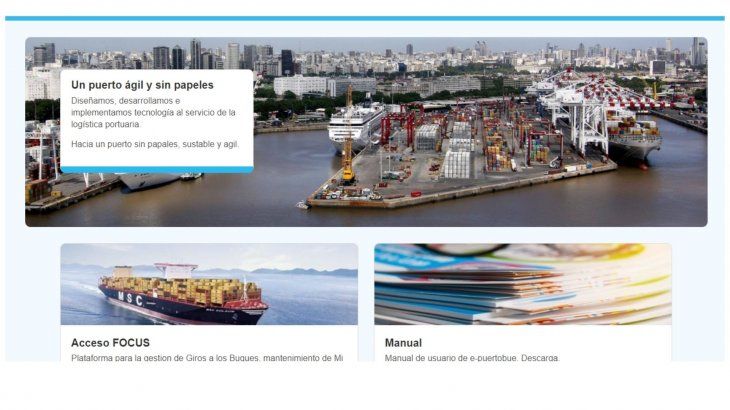 La actual plataforma e-PuertoBUE permite el trabajo de los actores de la cadena de comercio exterior