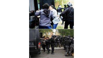 Los diputados del Frente para la Victoria tuvieron que salir oltados por Infantería ante el ataque de los manifestantes y gremialistas. (Fotos: gentileza Tiempo Sur)
