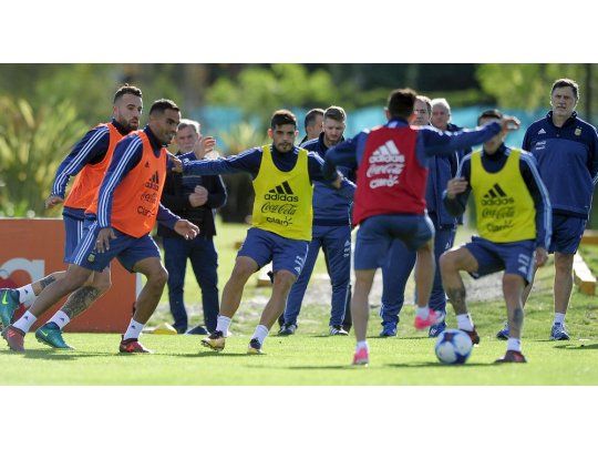 Argentina entrenó en el predio de Ezeiza.