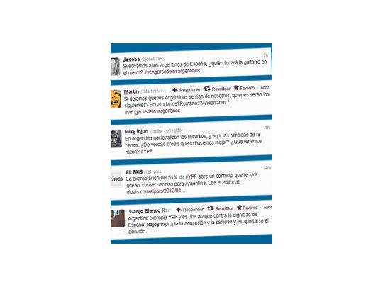 Algunos twits apelaron a viejas rencillas entre argentinos y españoles.