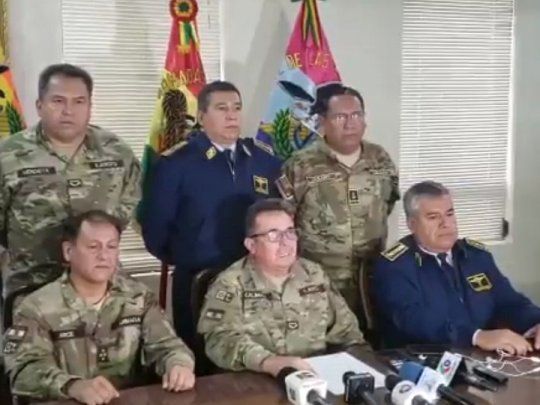 El alto mando de las Fuerzas Armadas de Bolivia..