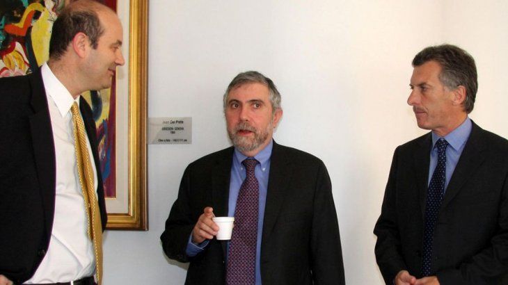 Otros tiempos. Mauricio Macri cuando era Jefe de Gobierno de la Ciudad de Buenos Aires junto a Paul Krugman previo a la charla que ofreció en el Banco Ciudad en 2009.