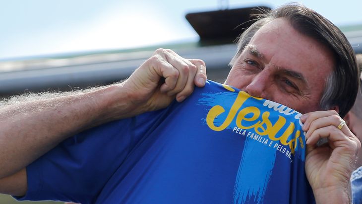Brazilian President Jair Bolsonaro during a march for Jesus.