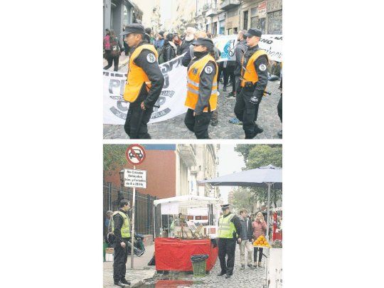 Operativo. Durante la mañana y la tarde de ayer se vivieron numerosas escenas de tensión entre los artesanos y los efectivos de las policías Metropolitana y Federal, que impidieron se instalen en la feria de San Telmo.
