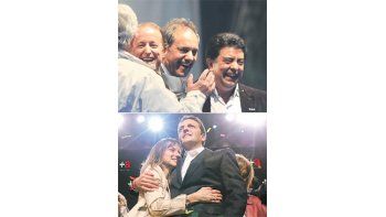 Daniel  Scioli y Martín Insaurralde protagonizaron el cierre de la campaña kirchnerista bonaerense. Sergio Massa hizo lo propio con acto en Tigre.