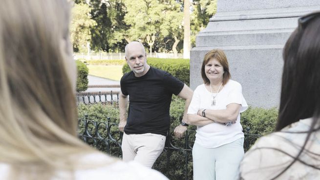 retiro. Horacio Rodríguez Larreta y Patricia Bullrich en la Plaza Libertad del barrio porteño de Retiro.