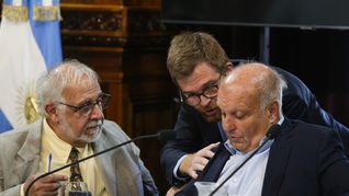 Juan Carlos Pagotto, presidente de la Comisión Bicameral, junto a los diputados Massot y Lombardi.