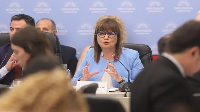 La ministra Bullrich en su última participación en comisiones de Diputados.