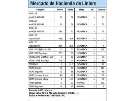 Ingresaron 1.003 vacunos a Liniers